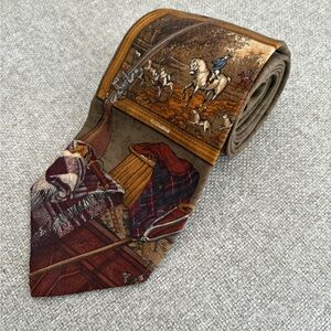 Vintage Ralph Lauren Polo 100% Silk Tie Equestrian Hunting Print